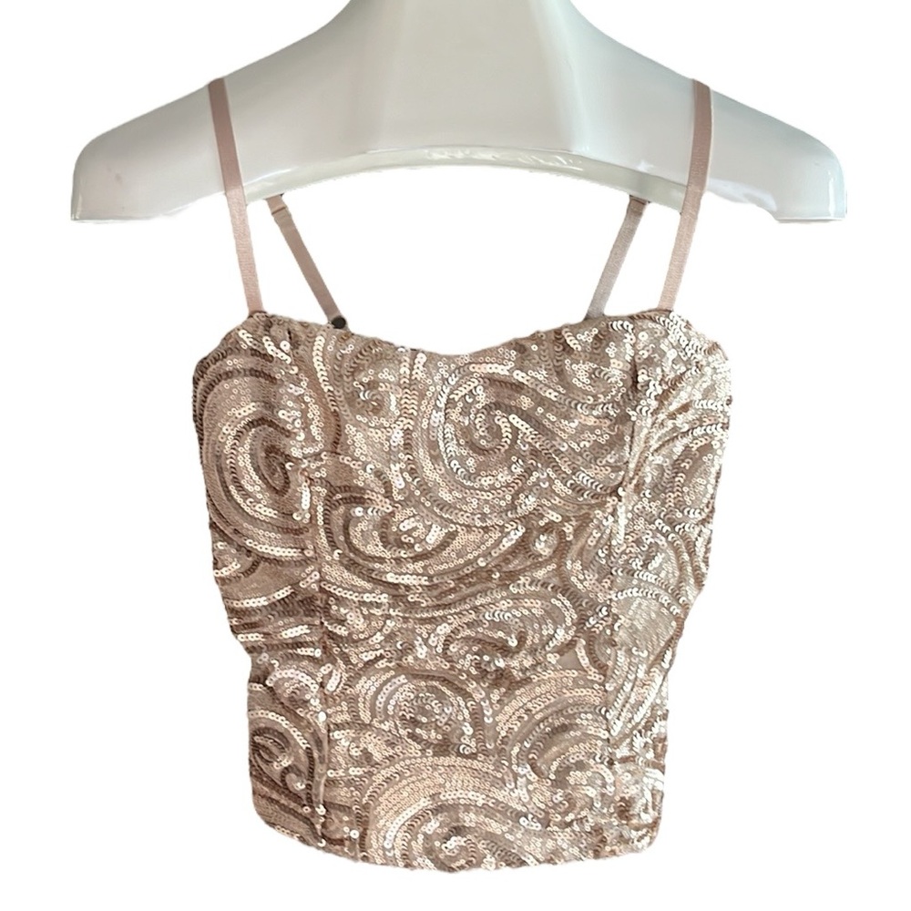 Body Central Sequined Tank Top with Smocked Back